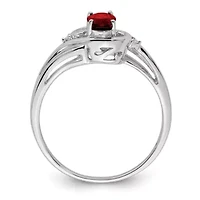 1/2 ct. t.w. Garnet and Diamond Accent Ring Rhodium-plated Sterling Silver