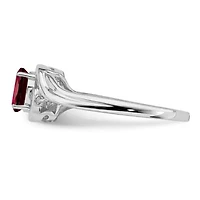 1/2 ct. t.w. Garnet and Diamond Accent Ring Rhodium-plated Sterling Silver