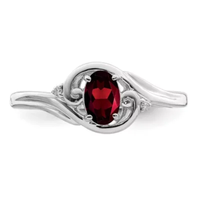 1/2 ct. t.w. Garnet and Diamond Accent Ring Rhodium-plated Sterling Silver