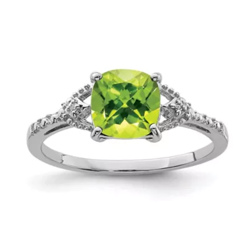 1.46 ct. t.w. Peridot and Diamond Accent Ring Rhodium-plated Sterling Silver