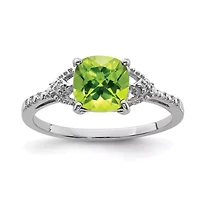 1.46 ct. t.w. Peridot and Diamond Accent Ring Rhodium-plated Sterling Silver