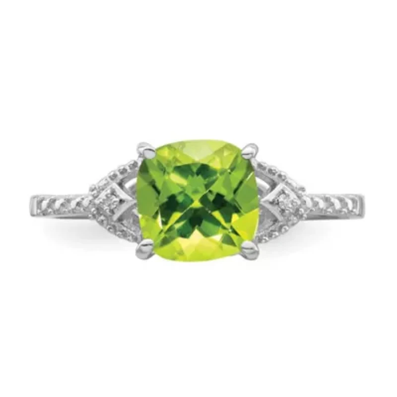 1.46 ct. t.w. Peridot and Diamond Accent Ring Rhodium-plated Sterling Silver