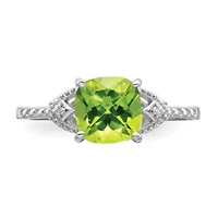 1.46 ct. t.w. Peridot and Diamond Accent Ring Rhodium-plated Sterling Silver