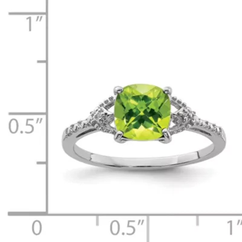 1.46 ct. t.w. Peridot and Diamond Accent Ring Rhodium-plated Sterling Silver
