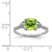 1.46 ct. t.w. Peridot and Diamond Accent Ring Rhodium-plated Sterling Silver