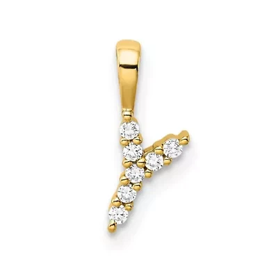 Lab Created Lab Grown Diamond VS/SI+ G+ Initial Pendant in 14K Yellow Gold