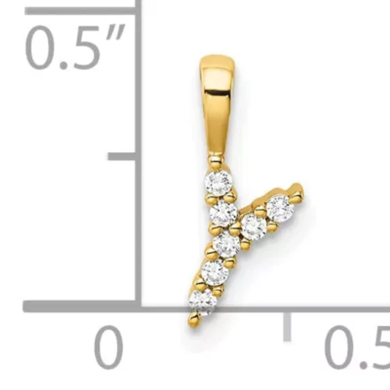 Lab Created Lab Grown Diamond VS/SI+ G+ Initial Pendant in 14K Yellow Gold