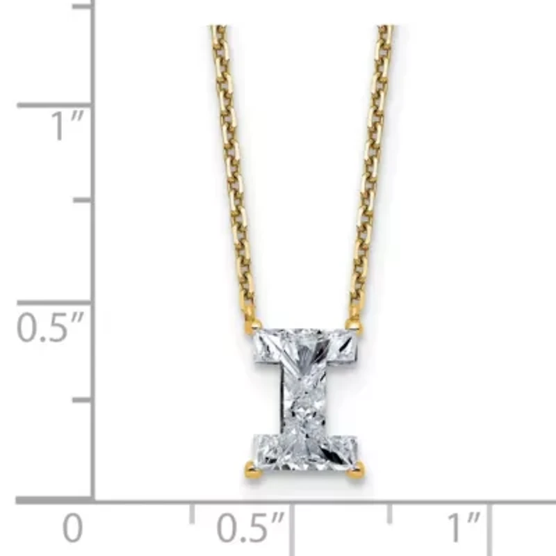 Lab Created Lab Grown Diamond VS+ F+ 18-inch Initial Necklace in 14K Yellow Gold