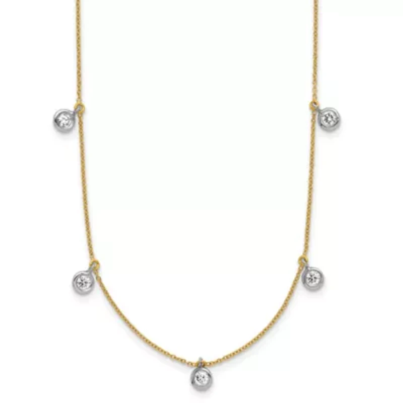 Lab Created / ct. t.w. Grown Diamond VS+ F+ Stations Necklace 18K Two-tone Gold