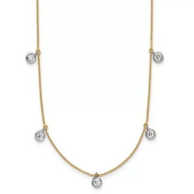 Lab Created / ct. t.w. Grown Diamond VS+ F+ Stations Necklace 18K Two-tone Gold