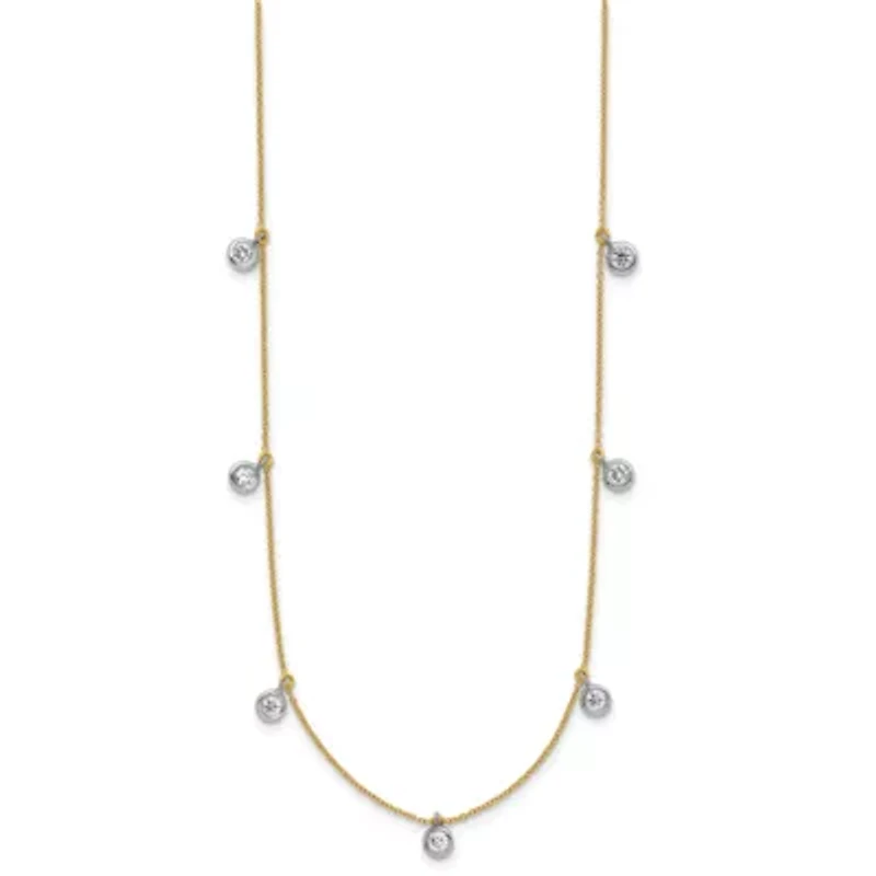 Lab Created / ct. t.w. Grown Diamond VS+ F+ Stations Necklace 18K Two-tone Gold
