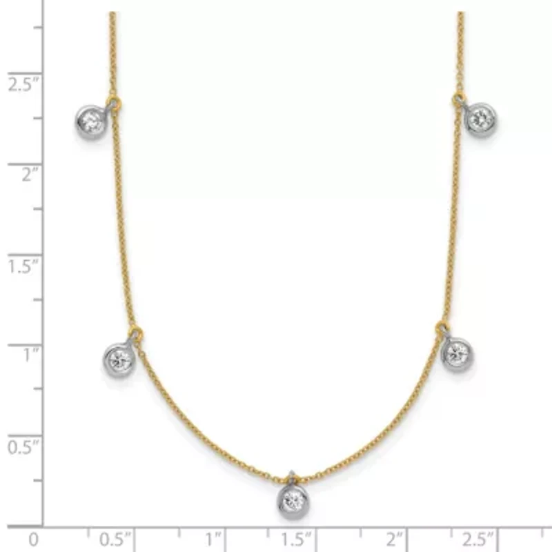 Lab Created / ct. t.w. Grown Diamond VS+ F+ Stations Necklace 18K Two-tone Gold