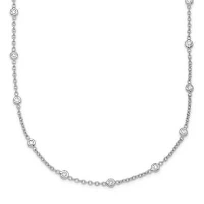 Lab Created Grown Diamond Bezel Set Polished Station Necklace Platinum