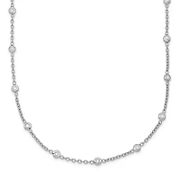 Lab Created Grown Diamond Bezel Set Polished Station Necklace Platinum