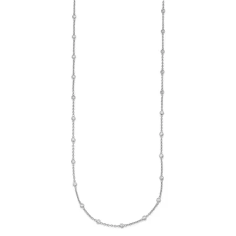 Lab Created Grown Diamond Bezel Set Polished Station Necklace Platinum