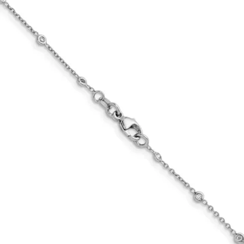 Lab Created Grown Diamond Bezel Set Polished Station Necklace Platinum