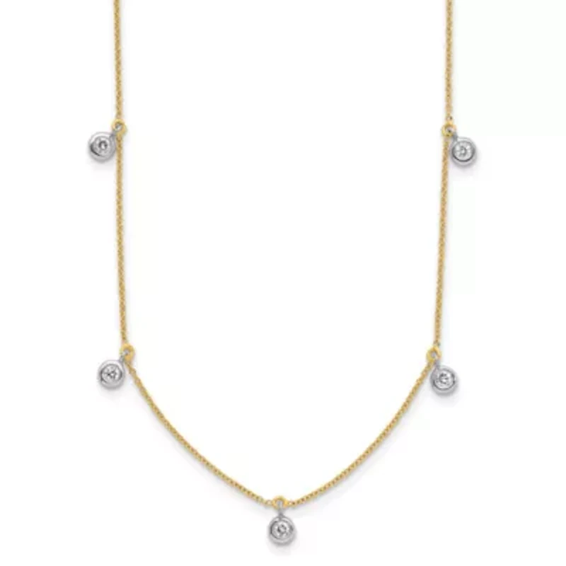 Lab Created / ct. t.w. Grown Diamond VS+ F+ Stations Necklace 18K Two-tone Gold