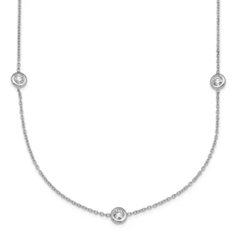 Lab Created Grown Diamond Bezel Set Polished Station Necklace Platinum