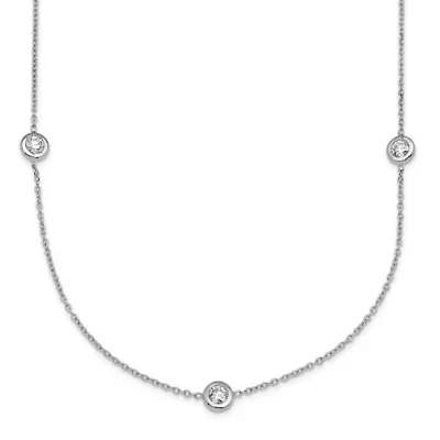 Lab Created Grown Diamond Bezel Set Polished Station Necklace Platinum