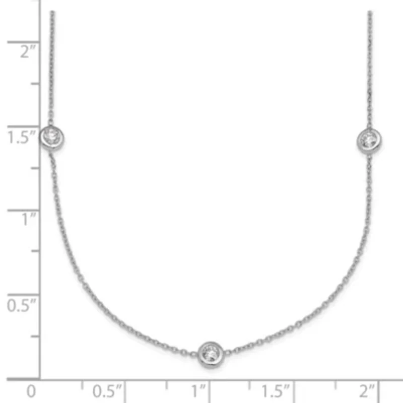 Lab Created Grown Diamond Bezel Set Polished Station Necklace Platinum