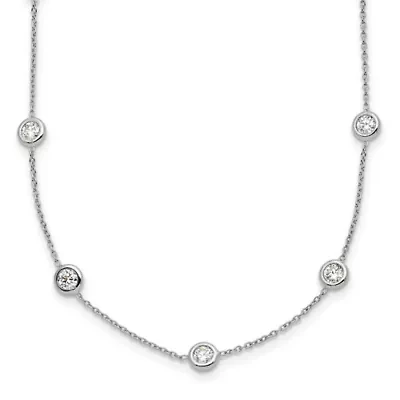 Lab Created Grown Diamond Bezel Set Polished Station Necklace Platinum
