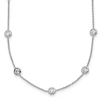 Lab Created Grown Diamond Bezel Set Polished Station Necklace Platinum