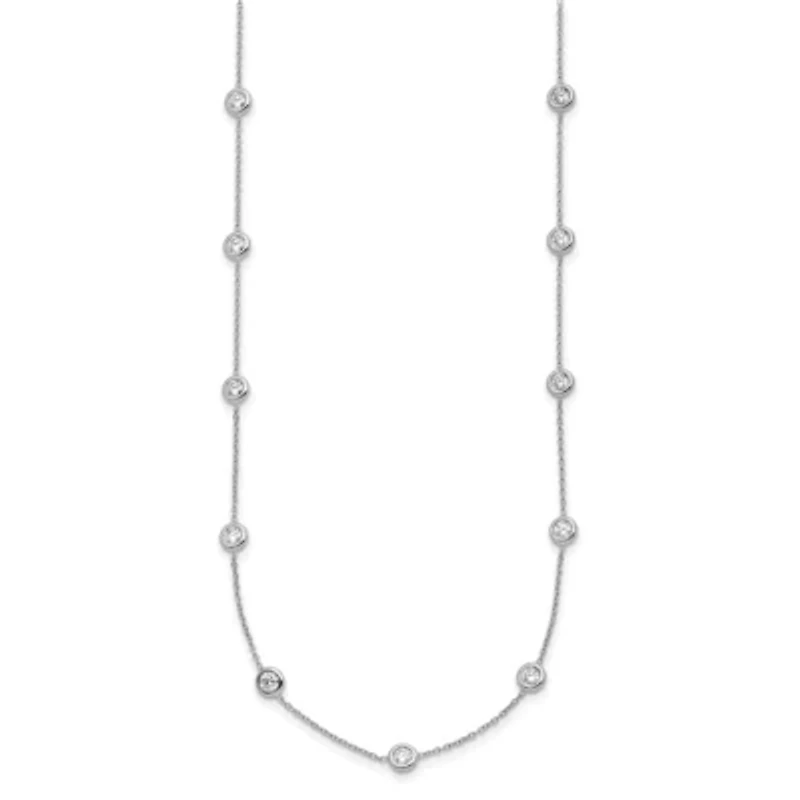 Lab Created Grown Diamond Bezel Set Polished Station Necklace Platinum