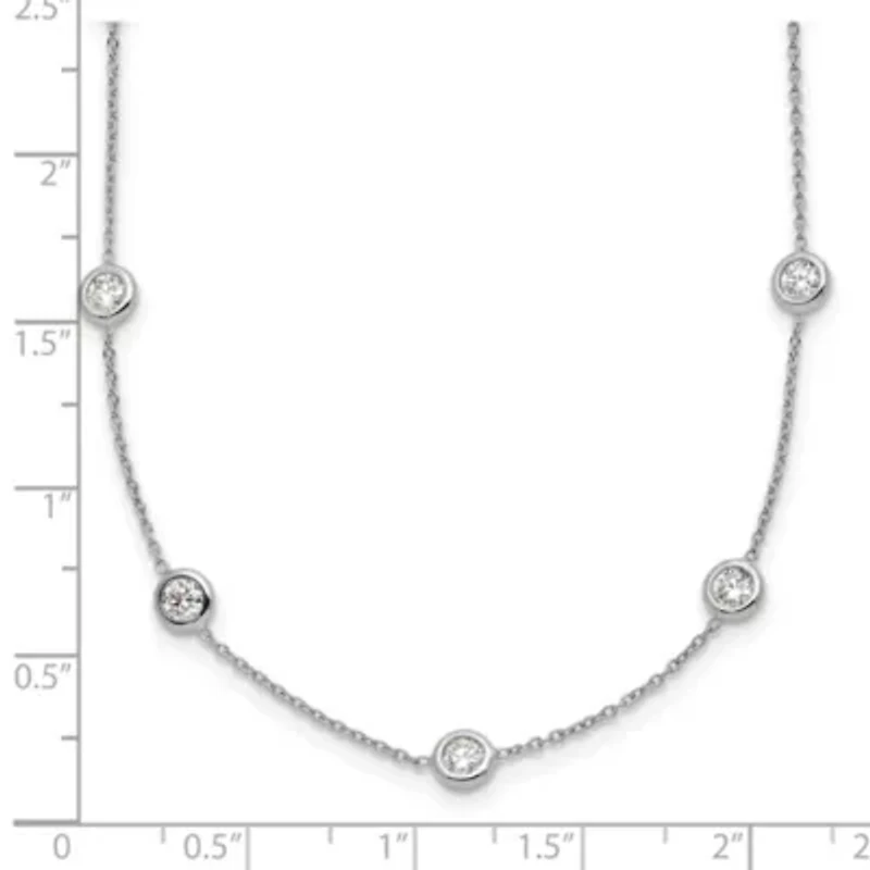 Lab Created Grown Diamond Bezel Set Polished Station Necklace Platinum