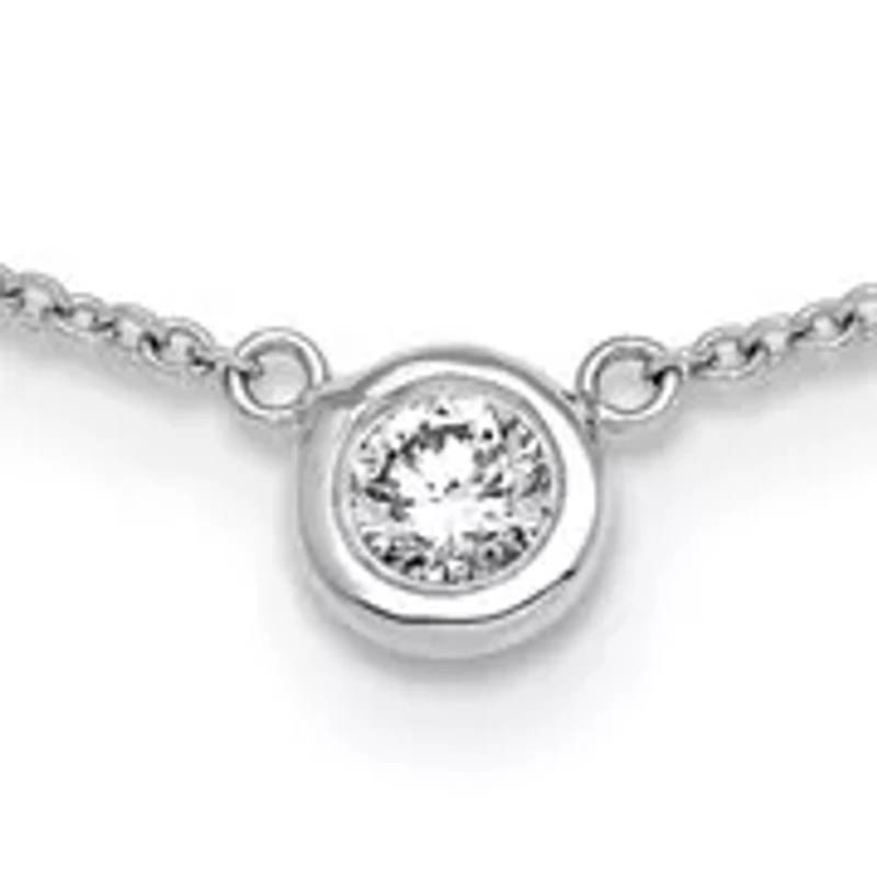 Lab Created 1/ ct. t.w. Grown Diamond VS+ F+ Bezel Necklace 18K White Gold