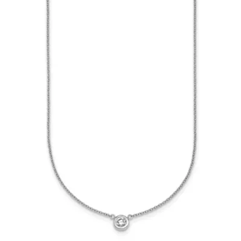 Lab Created 1/ ct. t.w. Grown Diamond VS+ F+ Bezel Necklace 18K White Gold