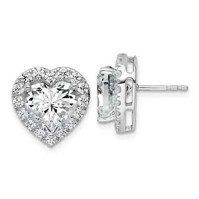 Lab Created ct. t.w. Grown Diamond VS+ F+ Heart Halo Post Earrings 14K Gold