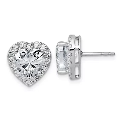 Lab Created ct. t.w. Grown Diamond VS+ F+ Heart Halo Post Earrings 14K Gold