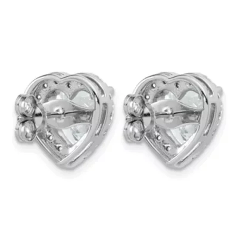 Lab Created ct. t.w. Grown Diamond VS+ F+ Heart Halo Post Earrings 14K Gold