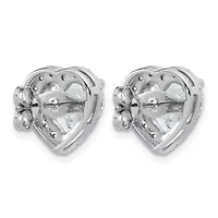 Lab Created ct. t.w. Grown Diamond VS+ F+ Heart Halo Post Earrings 14K Gold