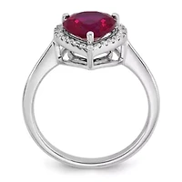 Lab Created 2.5 ct. t.w. Ruby and 1/6 Grown Diamond VS+ F+ Heart Ring 14K White Gold
