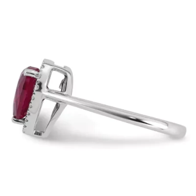 Lab Created 2.5 ct. t.w. Ruby and 1/6 Grown Diamond VS+ F+ Heart Ring 14K White Gold