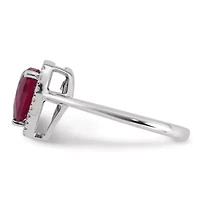 Lab Created 2.5 ct. t.w. Ruby and 1/6 Grown Diamond VS+ F+ Heart Ring 14K White Gold