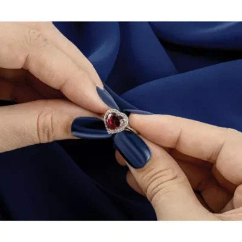 Lab Created 2.5 ct. t.w. Ruby and 1/6 Grown Diamond VS+ F+ Heart Ring 14K White Gold