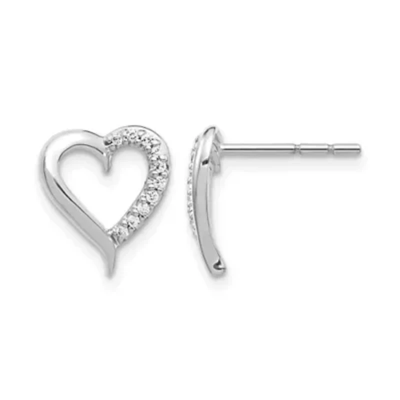 Lab Created 1/10 ct. t.w. Grown Diamond VS/SI+ G+ Heart Post Earrings 14K Gold