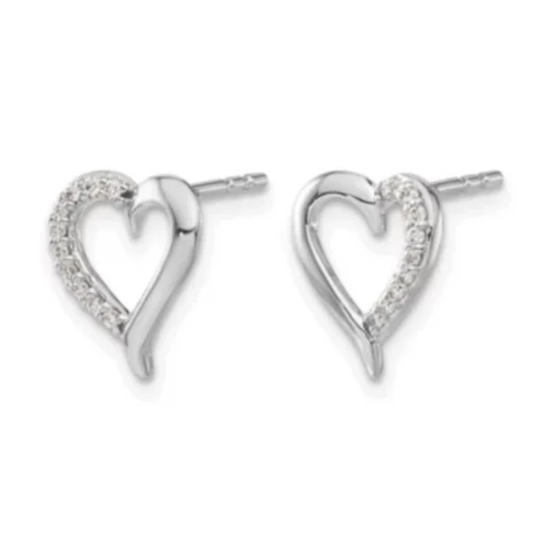Lab Created 1/10 ct. t.w. Grown Diamond VS/SI+ G+ Heart Post Earrings 14K Gold