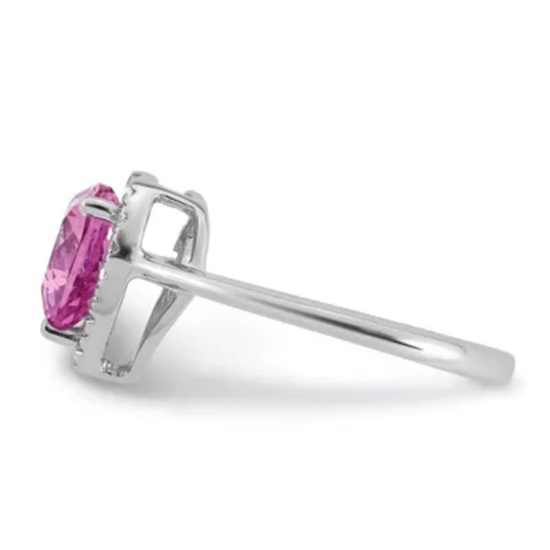Lab Created 2.2 ct. t.w. Pink Sapphire and 1/6 Grown Diamond VS+ F+ Heart Ring 14K White Gold