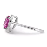 Lab Created 2.2 ct. t.w. Pink Sapphire and 1/6 Grown Diamond VS+ F+ Heart Ring 14K White Gold