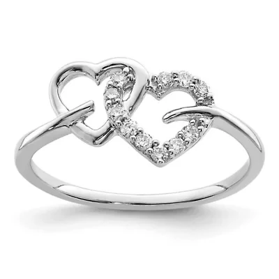 Lab Created 1/8 ct. t.w. Grown Diamond VS/SI+ G+ Double Heart Ring 14K White Gold