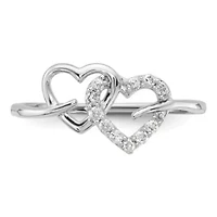 Lab Created 1/8 ct. t.w. Grown Diamond VS/SI+ G+ Double Heart Ring 14K White Gold
