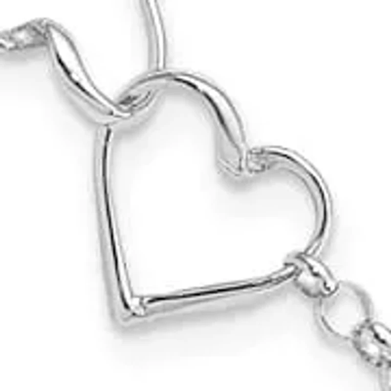 Sterling Silver Rhodium-plated Heart Bracelet