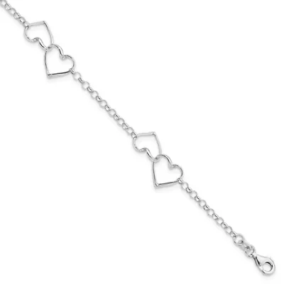 Sterling Silver Rhodium-plated Heart Bracelet