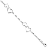 Sterling Silver Rhodium-plated Heart Bracelet
