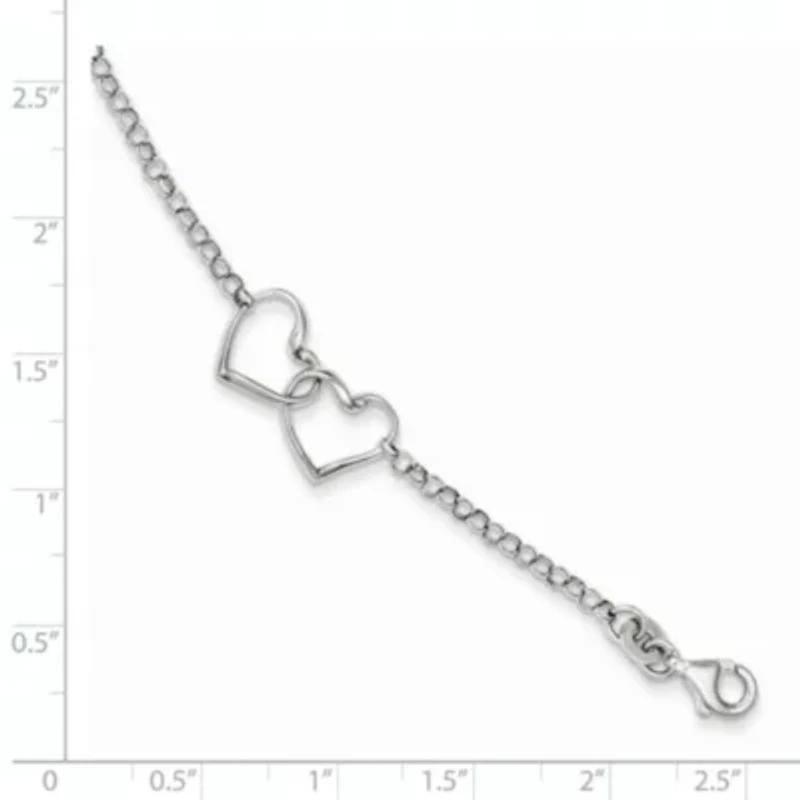 Sterling Silver Rhodium-plated Heart Bracelet