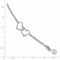 Sterling Silver Rhodium-plated Heart Bracelet