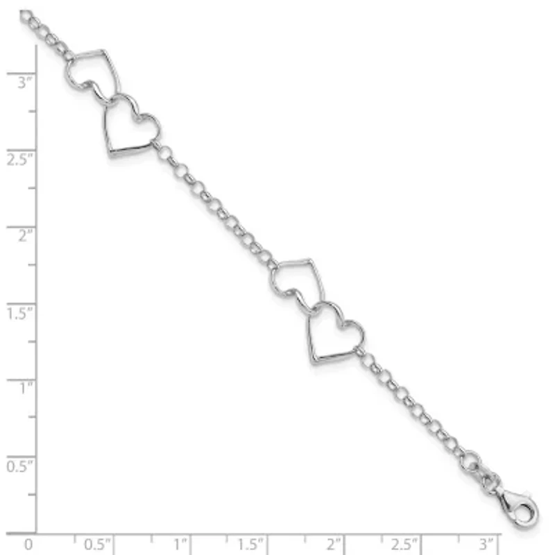 Sterling Silver Rhodium-plated Heart Bracelet